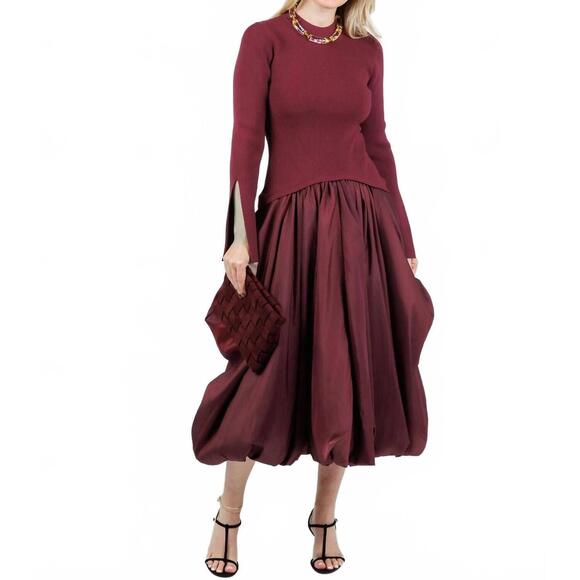 kenlie long sleeve mock neck midi dress Kenlie Long Sleeve Mock Neck Midi Dress